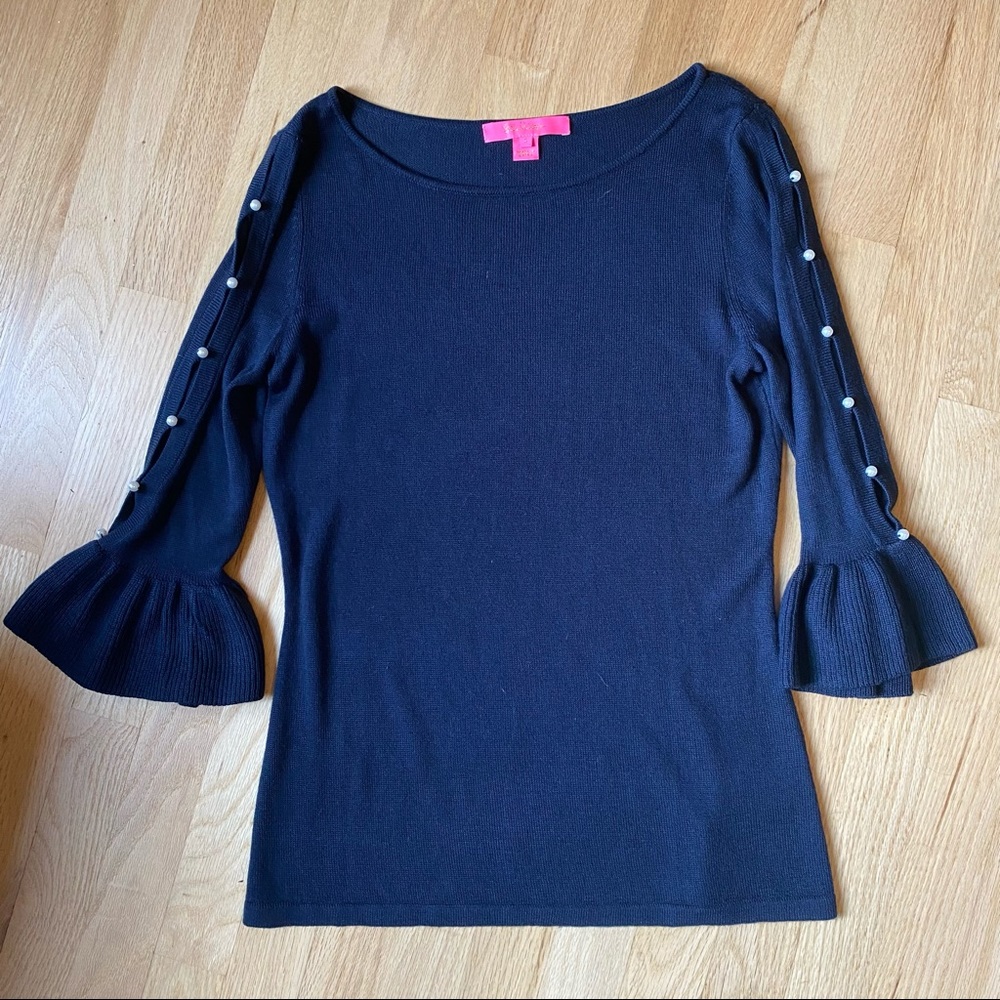 Lilly Pulitzer Rosemary Pearl Sweater in Navy. Size Small.